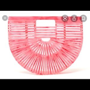CULT GAIA Acrylic Mini Ark Bag in Marble Pink.
